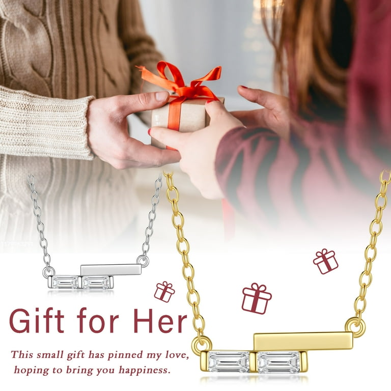 Fasjewly 925 Sterling Silver Dainty Necklace,Rectangle Cubic Fasjewly 925 Sterling Silver Dainty Necklace,Rectangle Cubic