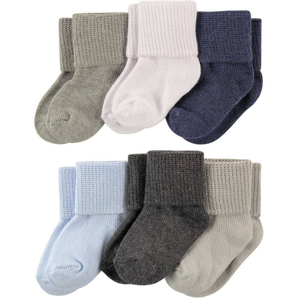 Luvable Friends Newborn Baby Boys Basic Cuff Socks 6 Pack Walmart