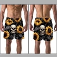 thumbnail image 3 of luoweisi Men's Beach Shorts Quick Dry Swim Trunks with Mesh Lining Sunflower Skull 2XL, 3 of 5