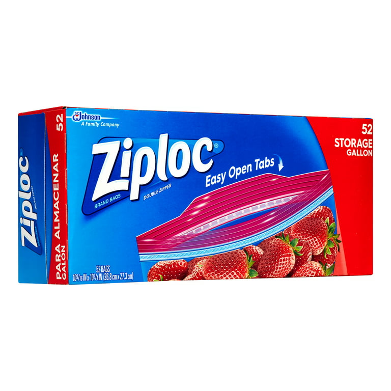 Ziploc Double Zipper Storage Bags, Gallon, 52 Ct (Pack of 4