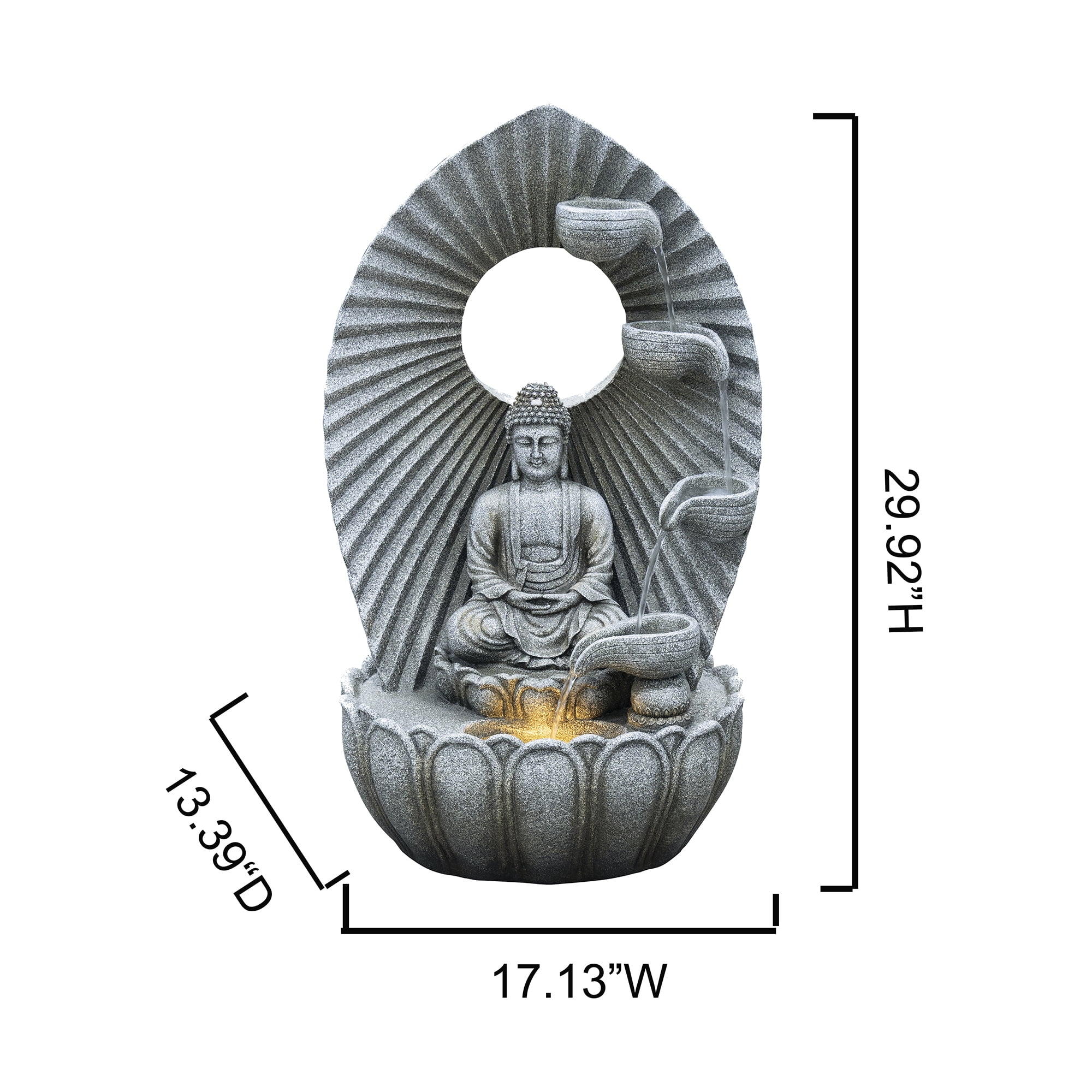 LED Buddha Cascade Water Fountain