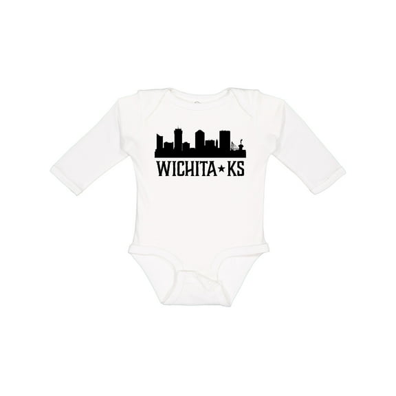 Inktastic Wichita Kansas City Skyline Boys or Girls Long Sleeve Baby Bodysuit