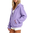 thumbnail image 5 of Stamzod Women's Fashion Hoodies & Sweatshirts Ruffled Long Sleeve Zip Up Jacket with Pockets 2026 Fall Hoodie Purple-3 L, 5 of 6