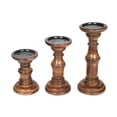 thumbnail image 4 of Candle Holder Stand Wooden,Pillar Candle Holders,Unity Candle Holders,Rounded Turned Colums,Country Style Ideal for Gift,Wedding,Christmas,Party,Home,Spa - 10,8,6 Inch- Set of 3 - Burnt, 4 of 5