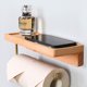 thumbnail image 5 of Soporte doble para papel higiénico de pared - Soporte decorativo de madera maciza de haya para baño con instalación adhesiva, esquinas redondeadas para baño y cocina (haya), 5 of 5