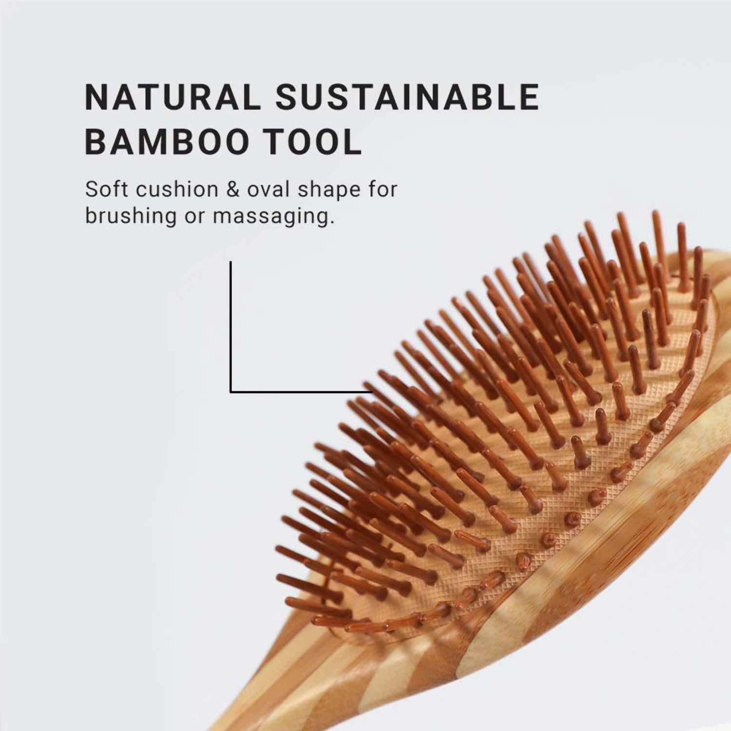 Loma Bamboo Paddle Brush, Oval Wooden Scalp Massager and Detangler Brush