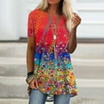 thumbnail image 2 of IROINNID Tops For Women Tunic Tops Casual Printed Short Sleeve Round Neck Pullover Blouse, 2 of 6