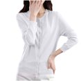 thumbnail image 6 of Ghalytn Women's Crew Neck Cardigan Sweater - Slim Fit Long Sleeve Button Front Knit Top with Ribbed Trim, 6 of 6