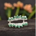 thumbnail image 2 of Gems Jewels 2.00 Ctw Round Cut Green Emerald Engagement Enhancer Guard Wrap Ring 14K White Gold Plated 925 Sterling Silver 925 Sterling Silver -6, 2 of 5