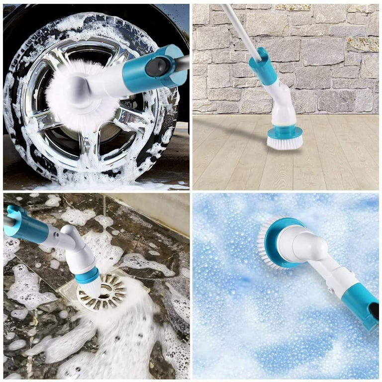 Upgraded Electric Spin Scrubber, 360 Cordless Tub and Tile Floor Scrubber,  Multi-Purpose Power Surface Cleaner with 3 Replaceable Cleaning Scrubber  Brush Heads, 1 Extension Arm and Adapter – Home Accessories