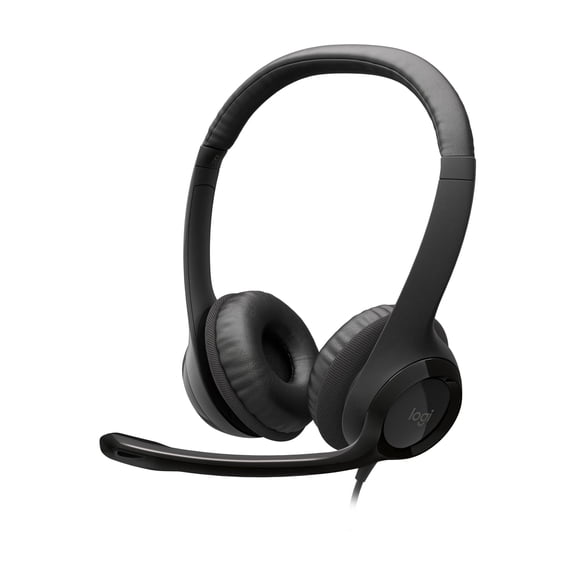 Logitech H390 Wired Headset for PC/Laptop, Stereo Headphones with Noise Cancelling Microphone, USB-A, in-Line Controls for Video Meetings, Music, Gaming and Beyond - Black C21