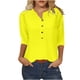 thumbnail image 2 of Fiudx Tops para Mujer Blusa Informal de Manga 3/4 con Botones y Estampado de Cuello para Mujer, 2 of 3