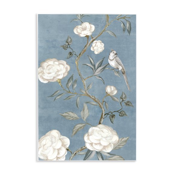 Stupell Industries Bird on Traditional Florals Plants & Flowers Painting Unframed Art Print Wall Art, 10 x 15