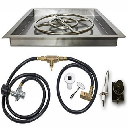 Fire Magic Infrared Burner System - Square Gas Fire Pit Drop In Pan with Burner, Gas Connections and Spark Ignition System Propane Version