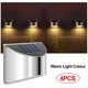 thumbnail image 1 of Triomphe Lámpara solar de 4 piezas Aplique de pared solar para exteriores Luz de cerca impermeable de acero inoxidable Aplique de pared para jardín y jardín con 4 LED IP65, luz cálida,, 1 of 5
