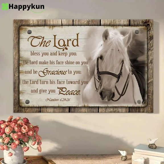 Kna Prints - The Lord Bless You And Keep You Horsearmhouse Wall Art Christian W For Home Decor, Living Room, Bedroom, Office, UNFRAMED-8x12