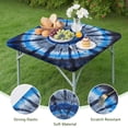 thumbnail image 4 of Blue White Tie Dye Spiral Pattern Square Fitted Tablecloth with Elastic Edge,Square Table Cover,Washable Elastic Table Cover for Home Kitchen Party Decor 36"x36", 4 of 6