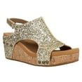 thumbnail image 2 of Corkys Womens Carley Glitter Studded Slingback Wedge  Casual Shoes, 2 of 5