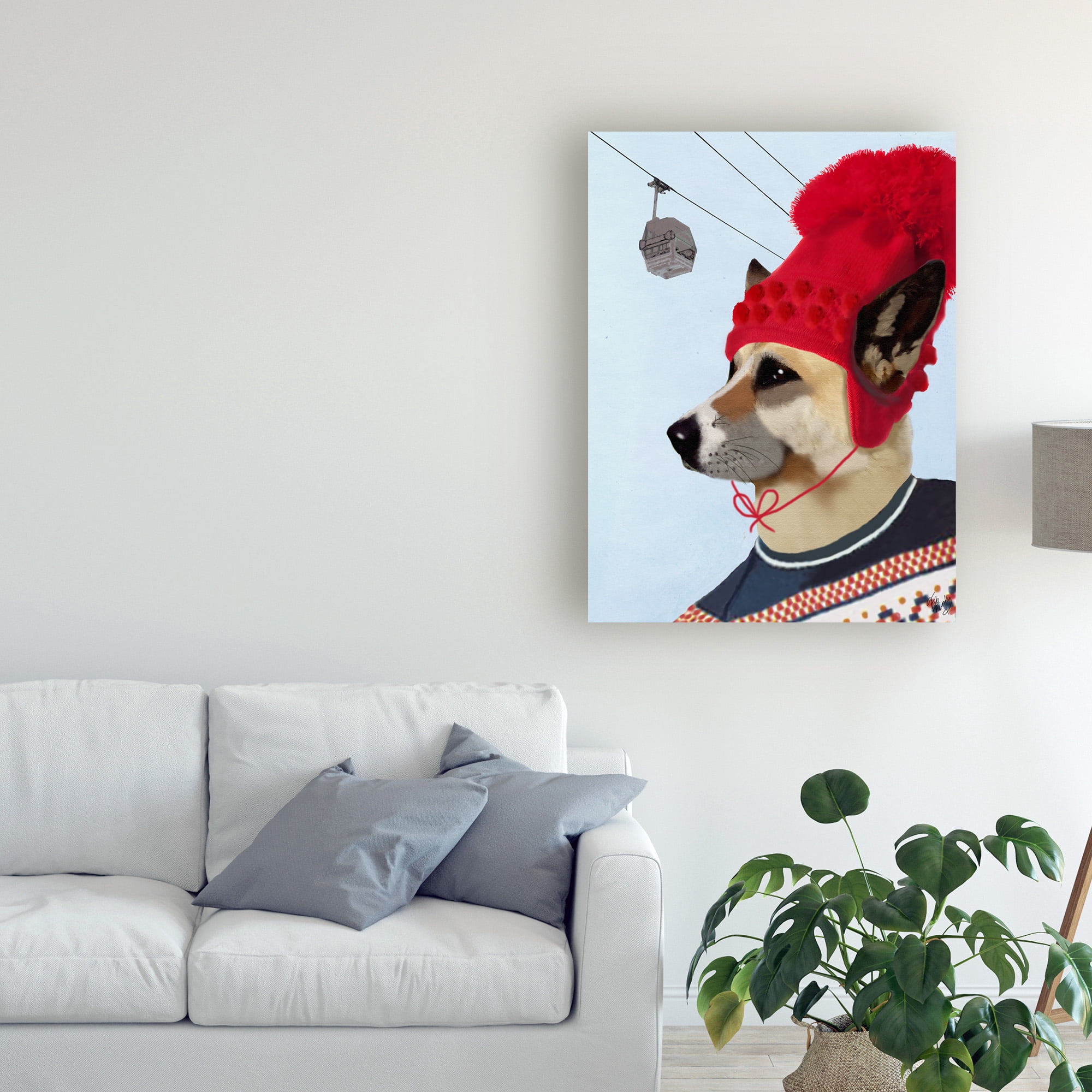 Trademark Fine Art 'Dog In Ski Sweater' Canvas Art by Fab Funky