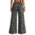 thumbnail image 3 of Leopard Print Pants for Women High Waisted Wide Leg Pants Drawstring Lightweight Casual Trendy Trousers, 3 of 5