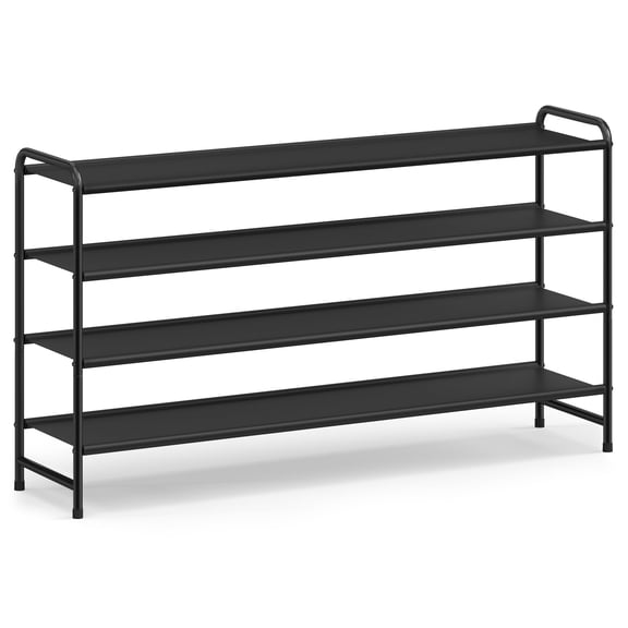 SONGMICS Long Metal Shoe Rack, 4-Tier Shoe Organizer, Holds up to 25 Pairs, Black