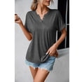 thumbnail image 5 of WIZUTIZ Plus Size Tops for Women up to 65% Off Breathable Fluffy Athletic Tee V-Neck Cozy Style Short Sleeve Tshirt Elegant Solid Linen Tshirts Comfy Holiday Beach T-shirt Casual Ladies Tops Gray, 5 of 6