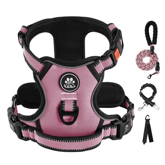 FURRYFECTION Dog Harness and Leash Set, No-Pull & No Choke Dog Vest with Easy Handle, Puppy Harness with Light-Weight Leash for Small Dogs & Pets,Pink
