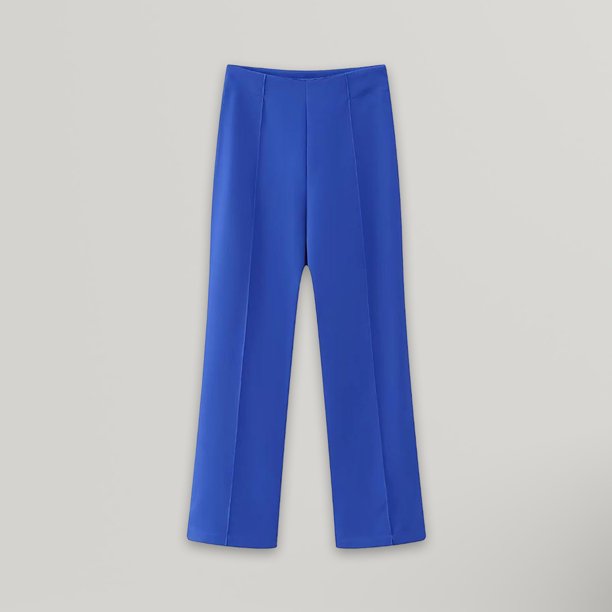 Blusa Conjunto de chaqueta de 2 piezas para mujer, cuello en V profundo, chaqueta informal, pantalones, traje de trabajo de talle alto Kuymtek Azul T S para Mujer