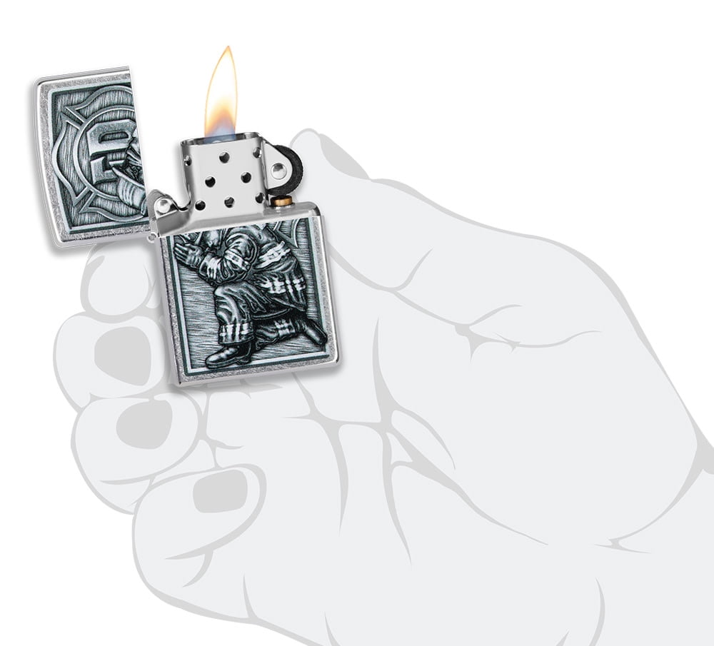 Zippo Firefighter Design Street Chrome Pocket Lighter