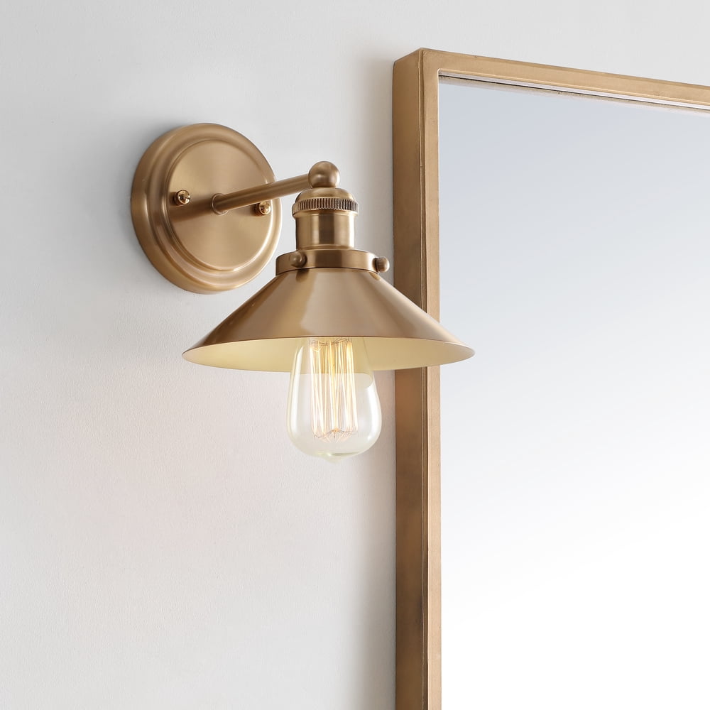 August 7.75" Metal Shade Sconce, Brass Gold