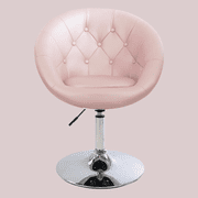 Impressions Vanity Antoinette Round Tufted 360 Degree Swivel Vanity Chair with Flat Base(Rose Gold)