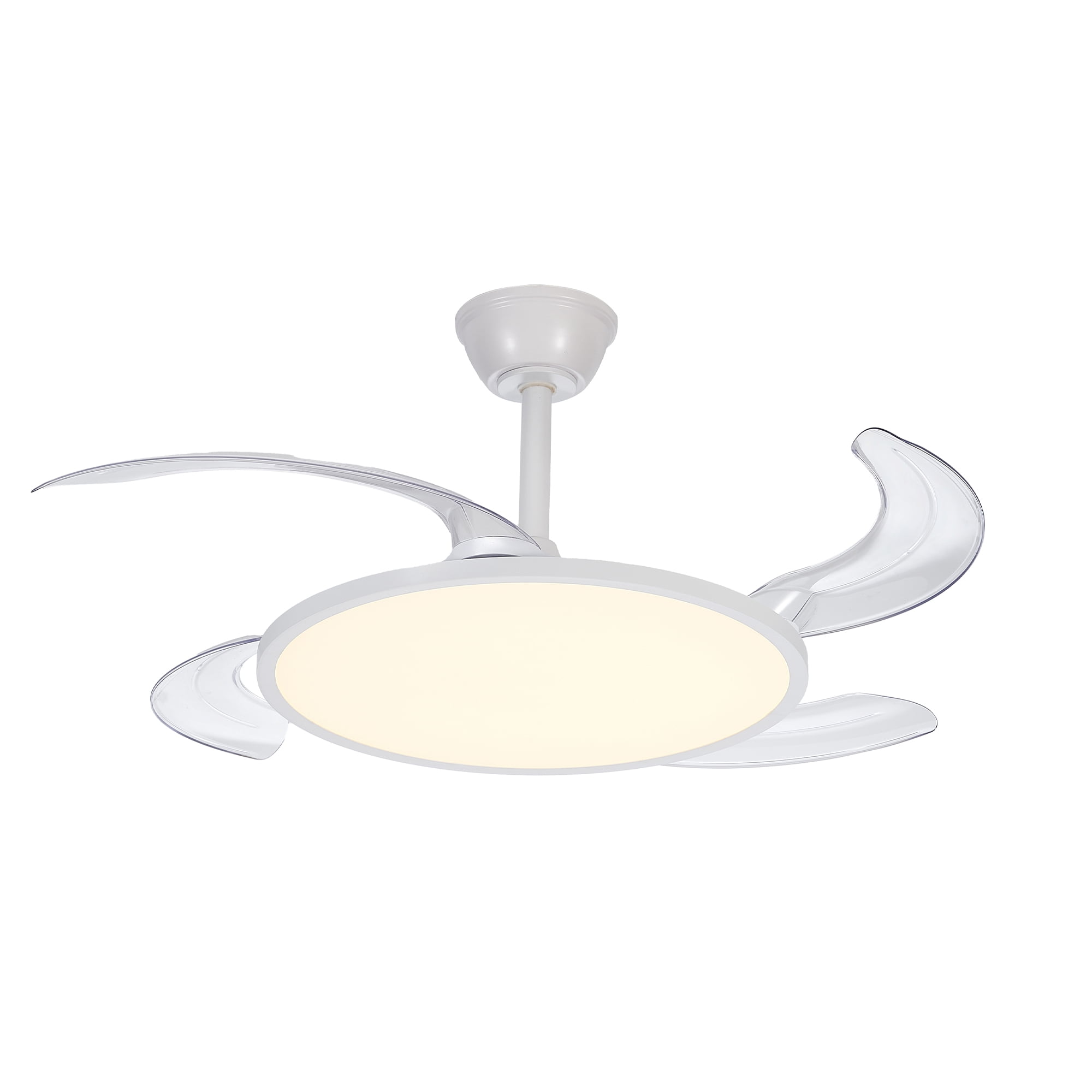 Leumius Retractable Ceiling Fans with Lights,42" Ceiling Fan with Light and Remote Control,Flush Mount,DC Reversible,3CCT,Low Noise,White Ceiling Fan for Bedroom,Living Room,Kitchen