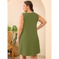 thumbnail image 7 of SHOWMALL Women's Plus Size Sleeveless Dress with Pockets, Pleated Chest Summer Sundress, Army Green 5X Soft Breathable Tank Dress for Beach & Vacation, 7 of 7