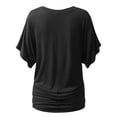 thumbnail image 3 of Doublju Womens Short Kimono Sleeve V Neck Dolman Drape Shirts With Plus Size, 3 of 4