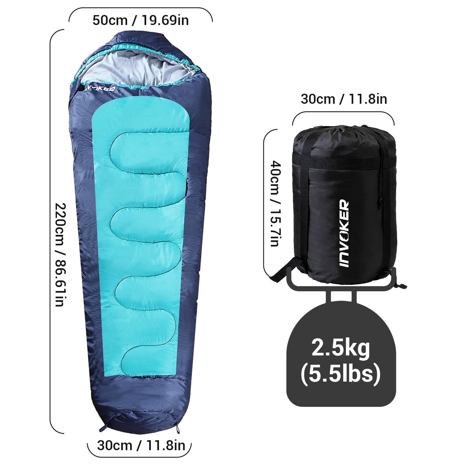 Invoker Mummy Sleeping Bag | 23 ℉ Extreme 3-4 Season Sleeping Bag for Adults Kids Cold Warm Weather for Camping Hiking Backpacking
