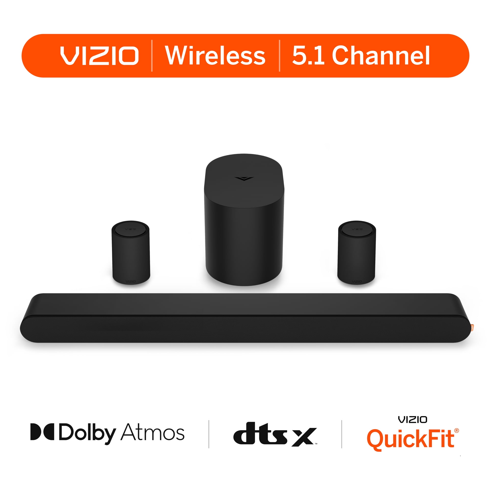Vizio SV510XW 5.1 Soundbar with Dolby Atmos, Wireless Surround Speakers, Compact Subwoofer