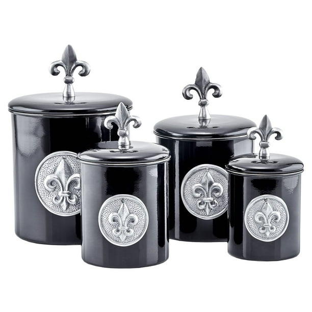 Old Dutch 4 Piece Fleur De Lis Canister Set Old Dutch 4 Piece Fleur De Lis Canister