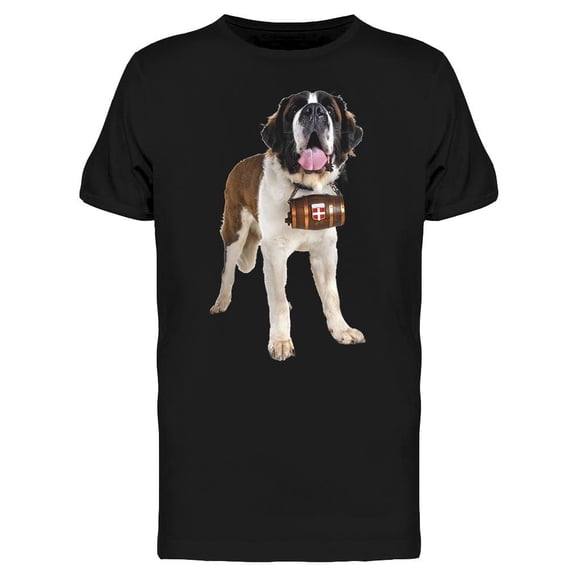 Adorable St. Bernard With Barrel T-Shirt Men -Image by Shutterstock, Male x-Large