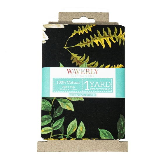 Waverly Inspirations 1 Yard Cut 100% Cotton Prints Fabric, Janemse Black, 44" Wide for Quilting & Sewing