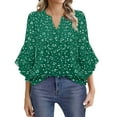 thumbnail image 2 of Green Women Shirts, Women'S 3/4 Sleeve Tops Casual Business Work Blouses Chiffon Shirts,Women Shirts XL, 2 of 8
