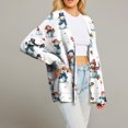 thumbnail image 6 of Women's Fashion Long Sleeve Christmas Print V-Neck Button Loose Cardigan Top, Knit Sweater for Casual Outfits and Comfort,White,S, 6 of 7