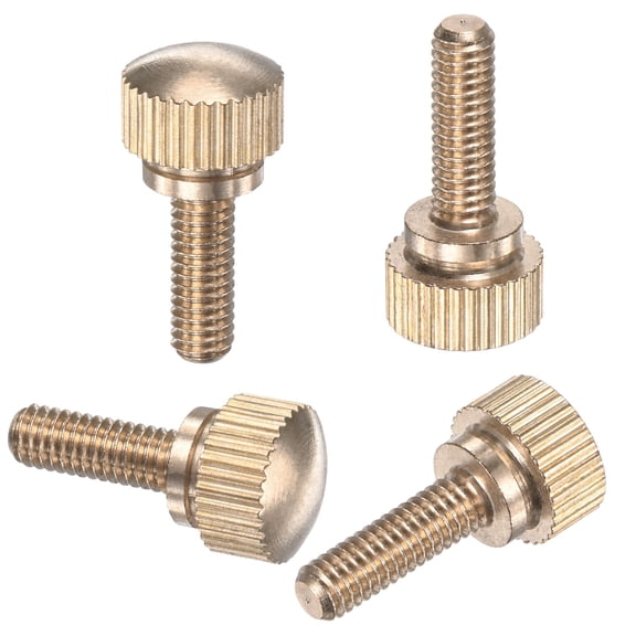 Uxcell 4-Pack Knurled Thumb Screws, M4x12mm Solid Brass Flat Head Knobs Bolts with Shoulder Grip Fasteners