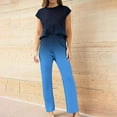 thumbnail image 4 of FAIWAD Women's Summer 2 Piece Outfits Cap Sleeve Slit Cropped Top and Wide Leg Pants Lounge Tracksuit, 4 of 4