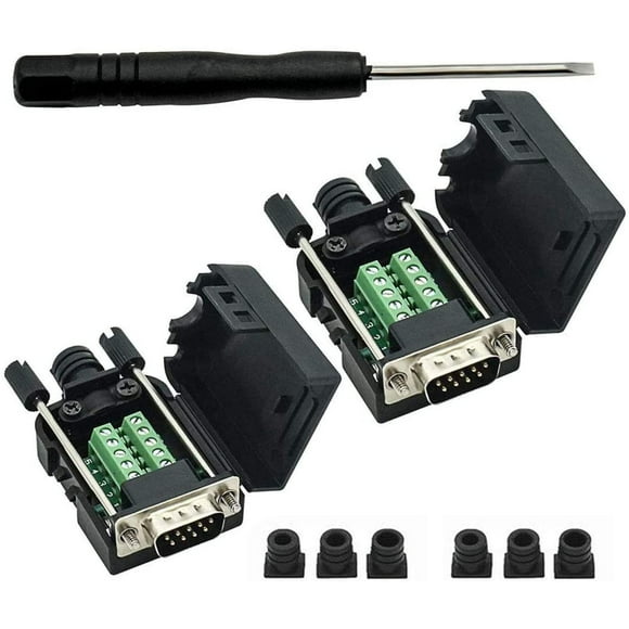 YIOVVOM DB9 Breakout Connector to Wiring Terminal RS232 D-SUB Female Serial Adapters Port Breakout Board Solder-Free