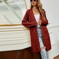 thumbnail image 3 of Lilgiuy Autumn And Winter Women's Casual Coat Long Sleeve Buttons Solid Long Cardigan Tops Sweater With Pocket，Wine,8 Winter Fashion 2022, 3 of 4
