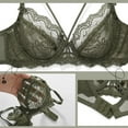 thumbnail image 5 of Women's Minimizer Bra Full Coverage Sheer Lace Bra Underwire Unlined Bra(Green,38E), 5 of 5
