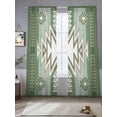 thumbnail image 5 of Sage Green Boho Semi Sheer Window Curtains 84 Inches Long, American Native Southwest Abstract Art Rod Pocket Voile Silky Chiffon Curtain Light Filtering Drapes for Living Room, 52"x84", 2 Panels, 5 of 9