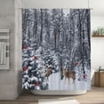 thumbnail image 4 of Winter Shower Curtain, Purple Christmas Forest Mountain Scenery Snow Covered Tree Seasonal Shower Curtain, Waterproof Polyester Fabric 60x72in, 4 of 4