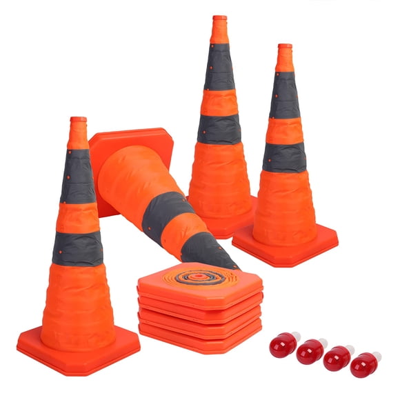Traffic Cones Sunnyglade, paquete de 4 unidades, 70 cm, con luz LED reflectante