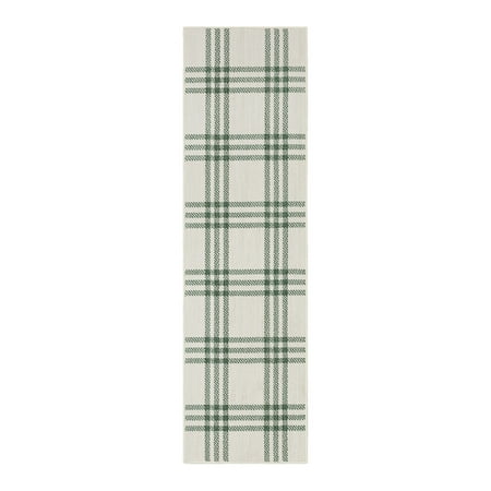 GAP Home Distressed Plaid Indoor Runner Rug, Green, 2' x 7'